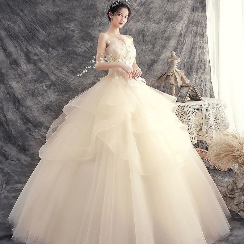Elegant Simple Wedding Dress For Brides Petite Mori Style Strap_voghion.com