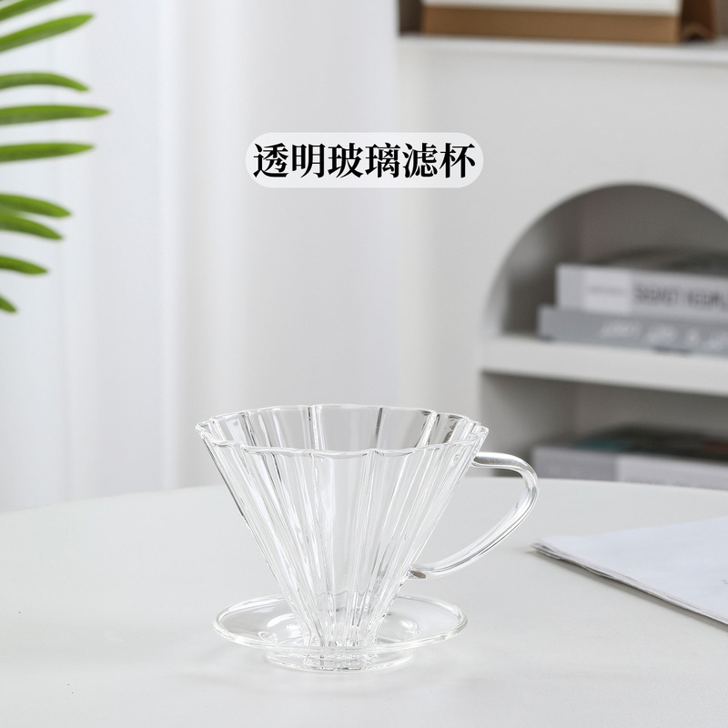 新しい透明な黒いガラスコーヒーポットガラスハンドル一体型コーヒードリップシェアリングポットセットガラスコーヒーセットロゴ|undefined