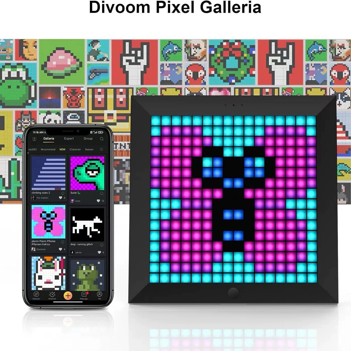 Пиксельный LED‑дисплей Divoom (Bluetooth), DIY настольный и настенный, 16×16/32×32/64×64, USB питание