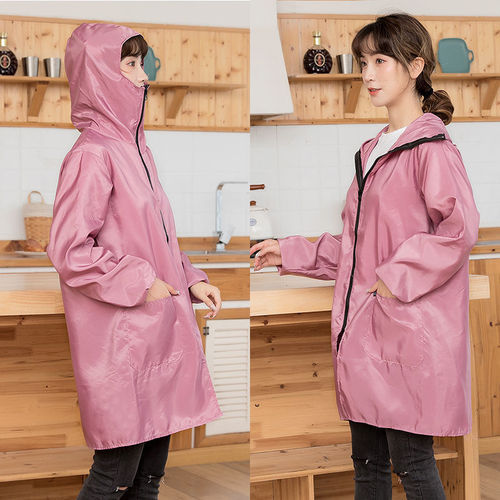 Kitchen apron protective suit with hat for cooking, anti-smoke and anti-oil, for women, home use, waterproof and oilproof clothing