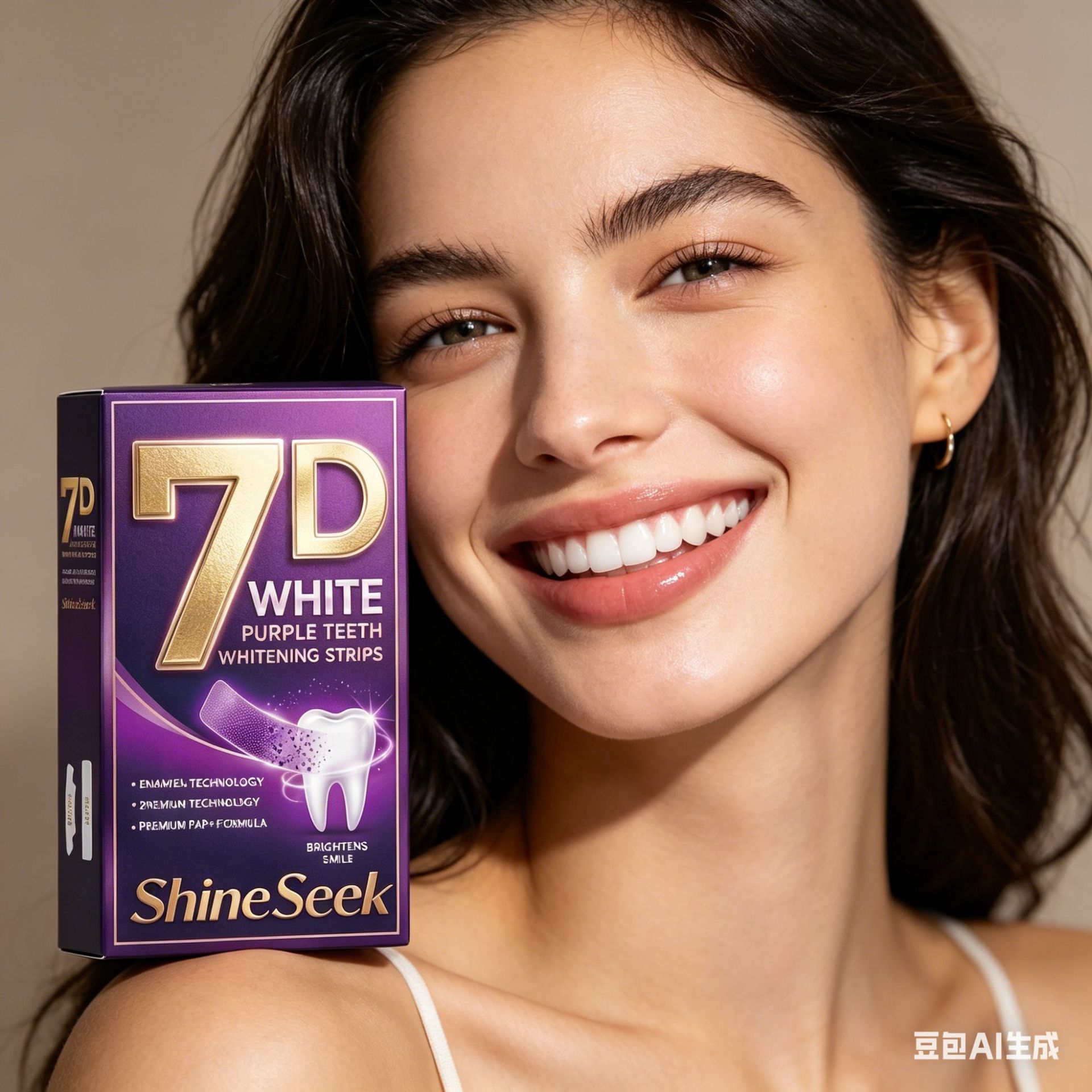 New Gold 7D Purple Whitening Dry Tooth Strips, Residue-Free Dry Tooth Strips, High-End Pap+ Formula, Non-Allergenic