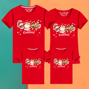 2025 New Year and Christmas Family Short-Sleeved Family Outfits for a Family of Three and Four, Festive Mother-Daughter Outfits, T-Shirts