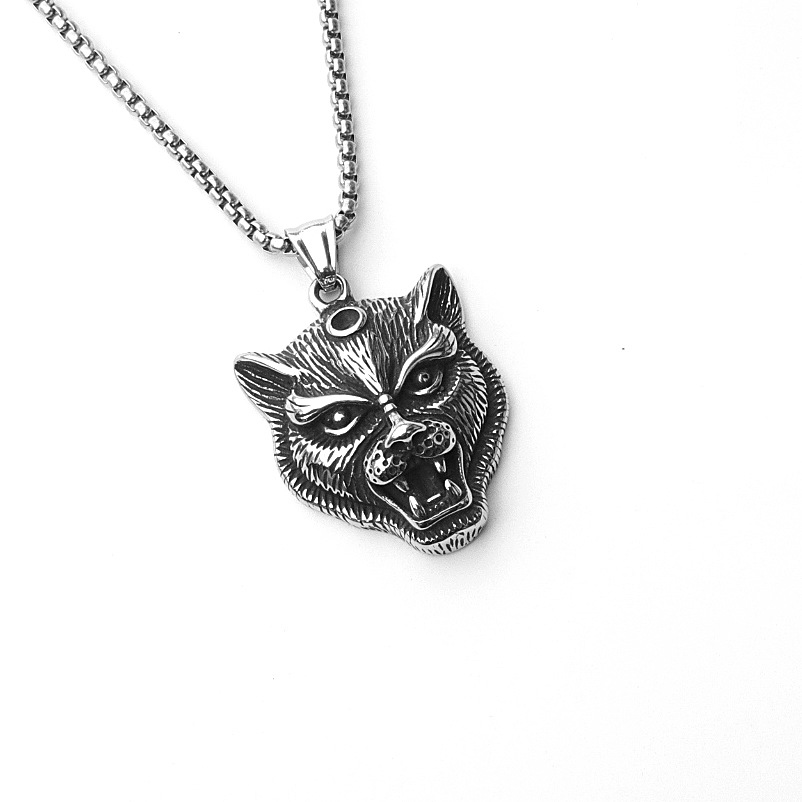 2023 europeo y americano transfronterizo popular vintage punk joyería titanio acero pulido negro águila colgante de acero inoxidable collar
