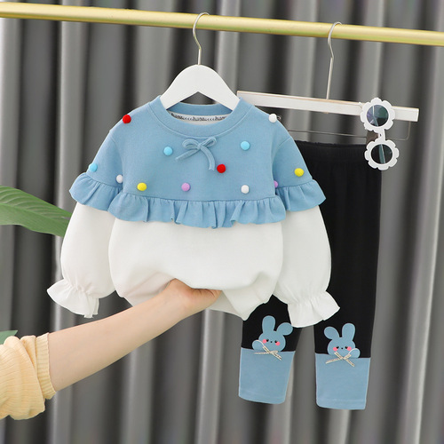 Baby girl fashionable  autumn clothes 2 and a half years old girl baby children's clothing little girl spring and autumn two-piece suit
