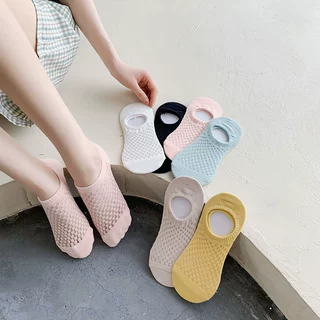 袜子女夏季纯色浅口袜子网眼日系隐形袜透气船袜防滑短空调洞洞袜