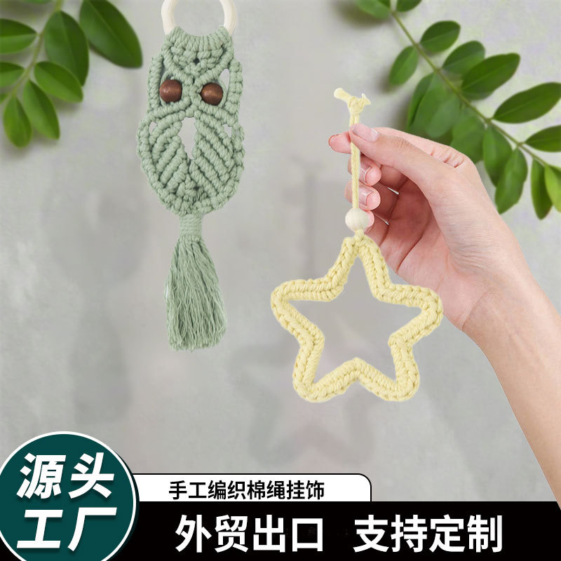 Colgante de cuerda de algodón tejido a mano colgante de búho macarón adornos creativos para el hogar colgante de cuerda de algodón tejido