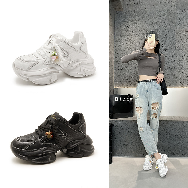 厚底增高小个子老爹鞋女2025秋季新款个性设计轻便系带运动休闲鞋|undefined