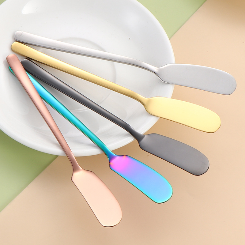304 espátula de mantequilla de acero inoxidable creativa estilo coreano espátula de mantequilla de oro espesa mango de pan mermelada crema espátula de mantequilla