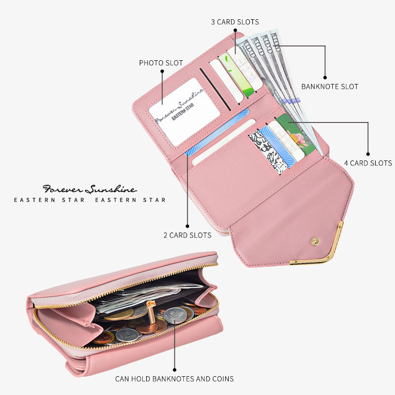 Mini Cartera para Mujer con Cremallera y Múltiples Tarjetas