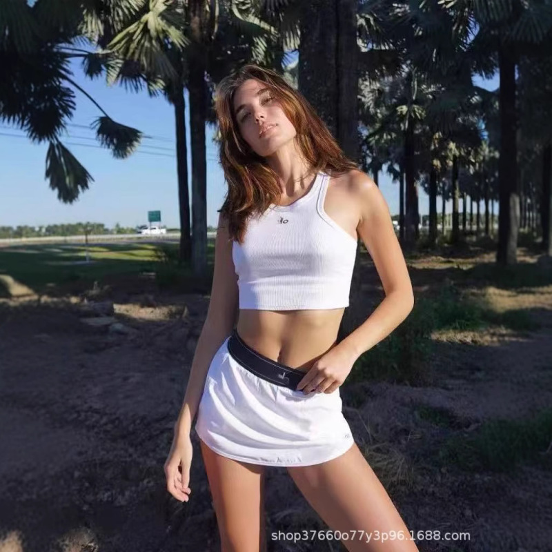 2026 Summer New Trendy Brand Alo Same Style I-Shaped Short Sports Casual Versatile Women's T-Shirt Vest for Fitness and Running