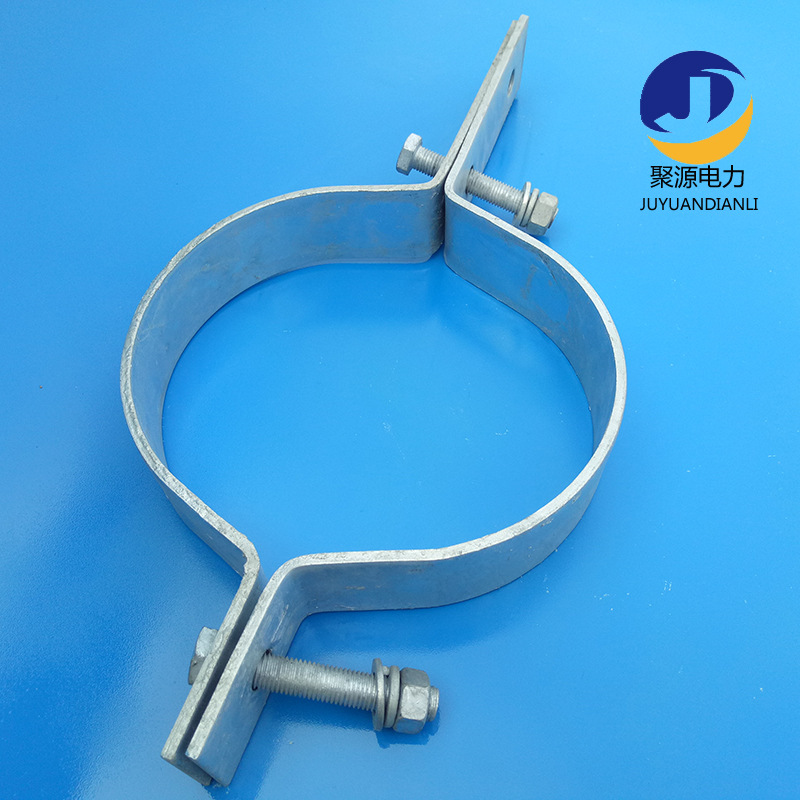 钢管杆热镀锌光缆抱箍 光缆金具铁附件 电线杆杆用单长尾抱箍