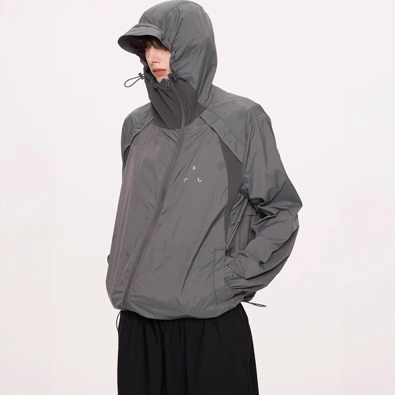 Outdoor Ice Silk Sun Protection Clothing for Men and Women in Summer Trendy Brand Loose and Light Hooded Jacket Anti-Uv Couple Sun Protection Clothing