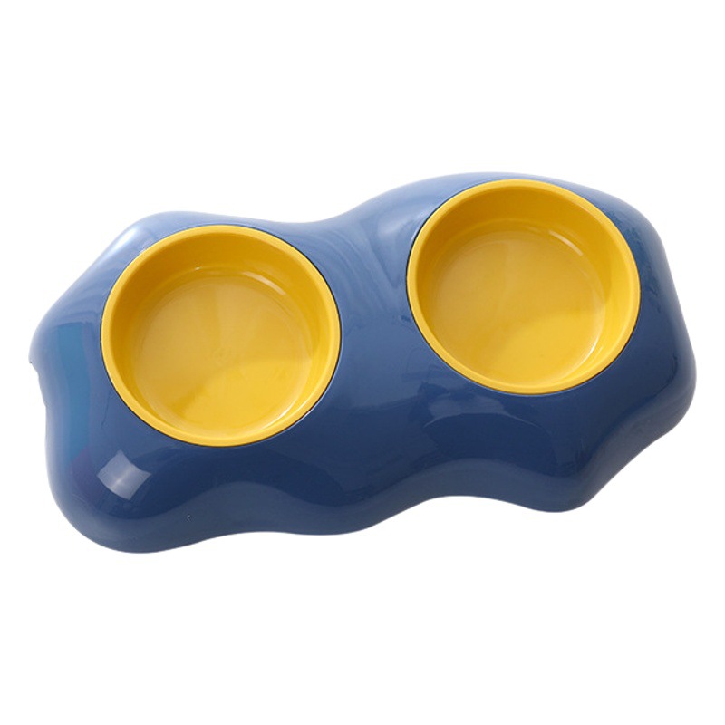 Mascota yema de huevo tazón de plástico doble tazón gato de alimentación de agua potable tazón de gato tazón de perro comida dispensador de agua al por mayor