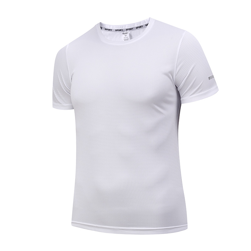 Camiseta deportiva unisex personalizada transfronteriza de manga corta con cuello redondo para verano, de secado rápido, para fitness y running, con impresión de logotipo.