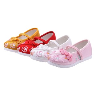 Children's embroidered shoes Chinese style Hanfu shoes girls small white shoes ethnic style dance shoes table performance shoes a generation of hair