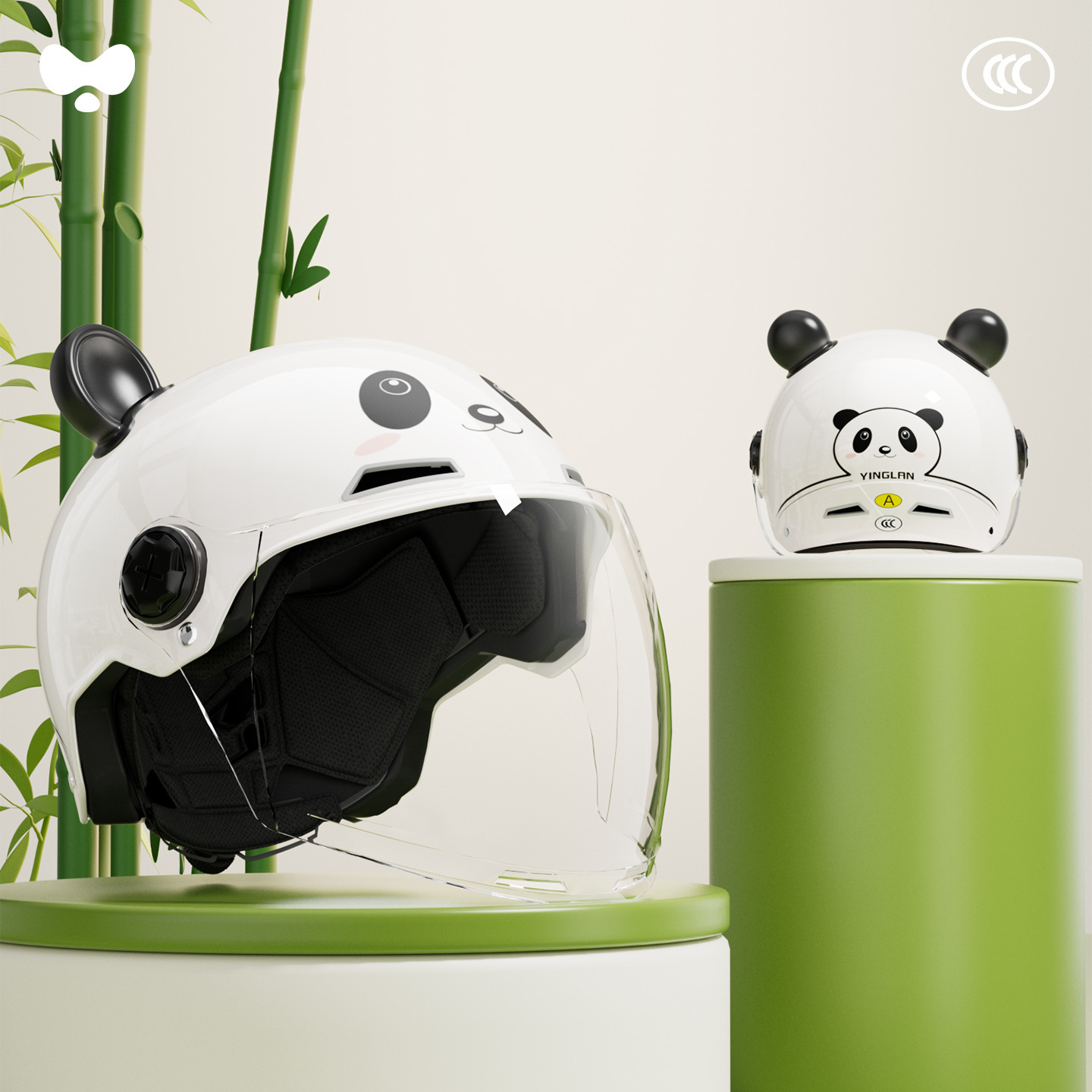 Small Head: Universal Motosiklet kaskı (dəbilqə) - 3c-panda-white-hd-long-lens-class-a-new-national-standard