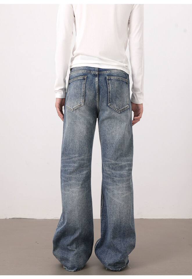 Quần jeans nam dáng loe nhẹ ống đứng cạp vừa phong cách Hàn Quốc — Màu xanh dương chi tiết 15