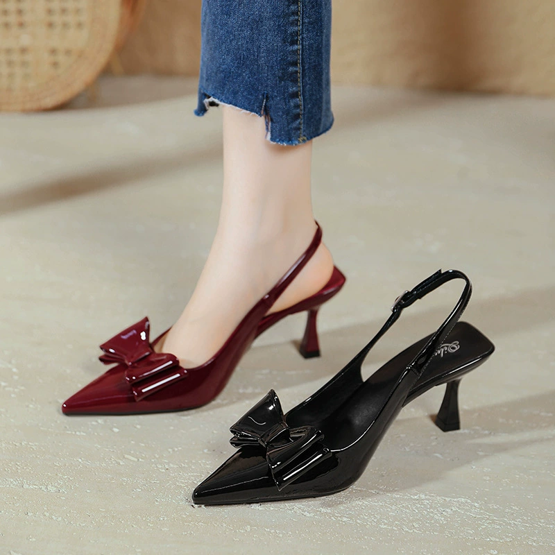 Французские высокие каблуки Баотоу сандалии женский 2025 новый красный лук