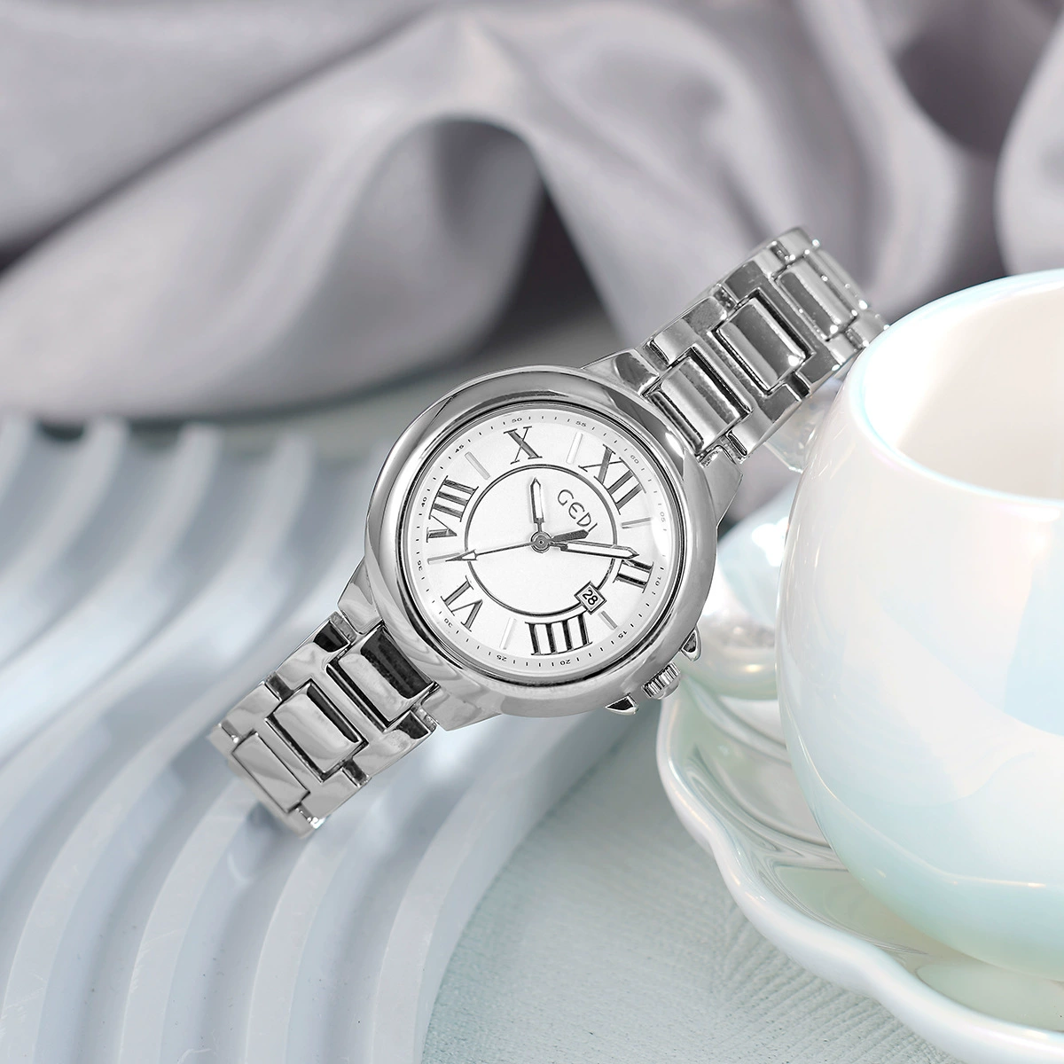 歌迪 Quartz watch, календарь, ретро сталь ремешок