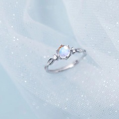 網紅直播熱賣清新簡約氣質百搭鏤空花紋琉璃鋯石開口可調節女指環