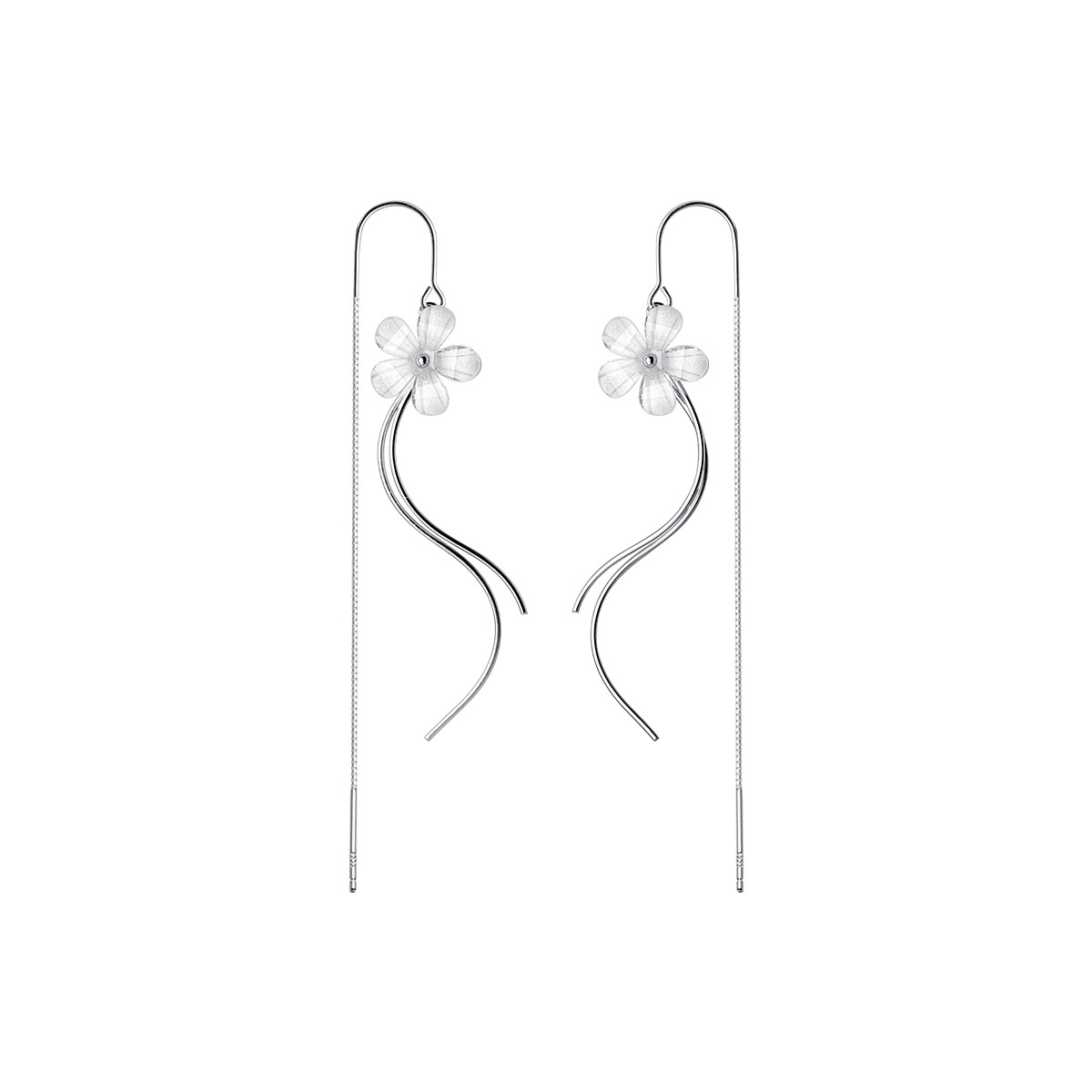Eloch s925 plata de cinco pétalos línea de orejas de flores femenina coreana temperamento dulce pequeño fresco adorable joyas de orejas M01858
