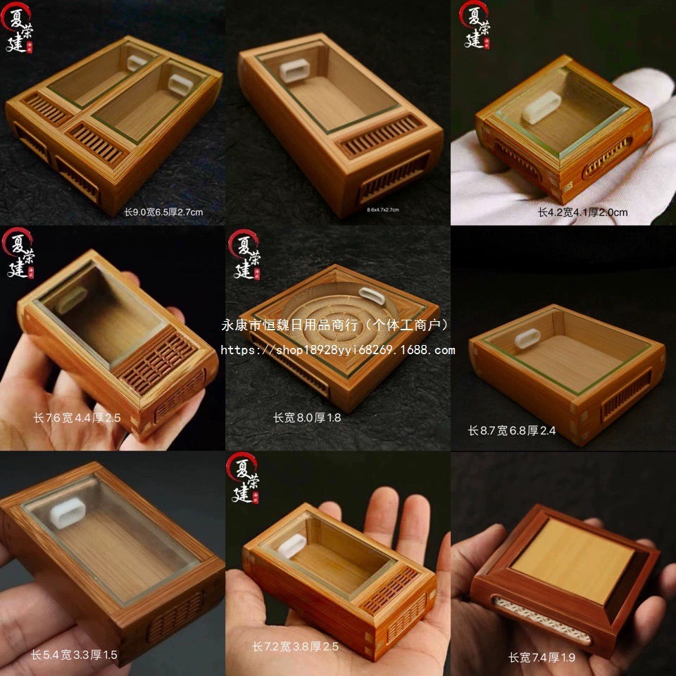 Ручная работа старого художника: старая бамбуковая коробка, коробка с желтым стрекозой, коробка с золотым колокольчиком, коробка для инструментов для насекомых с тканевой сумкой от Ся Ронцзяна.