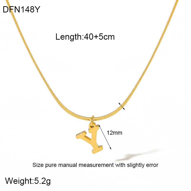 304 Stainless Steel 18K Gold Plated Simple Style Polishing Letter Pendant Necklace display picture 28