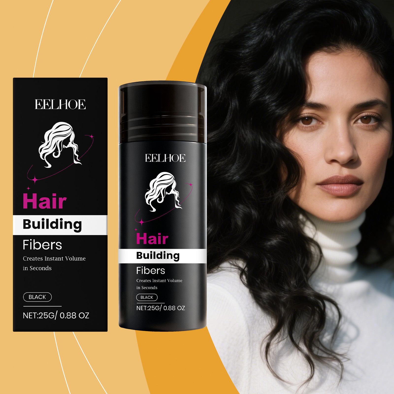 EELHOE角蛋白黑色发粉温和丰盈头发日常发型视觉外观打理修饰发粉