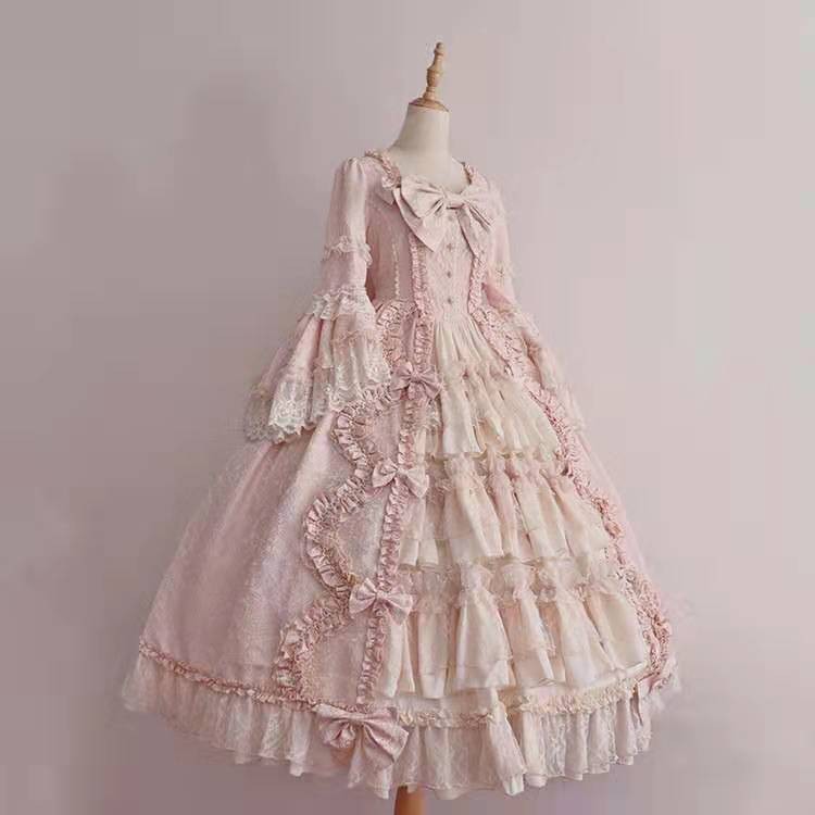 2023 국경 간 소스 코스프레 공주 원피스 활 레이스 쉬폰 스티칭 로리타 원피스
