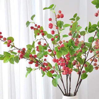 仿真果枝浆果绿植长款苹果枝花艺仿真花大支落地假树枝批发