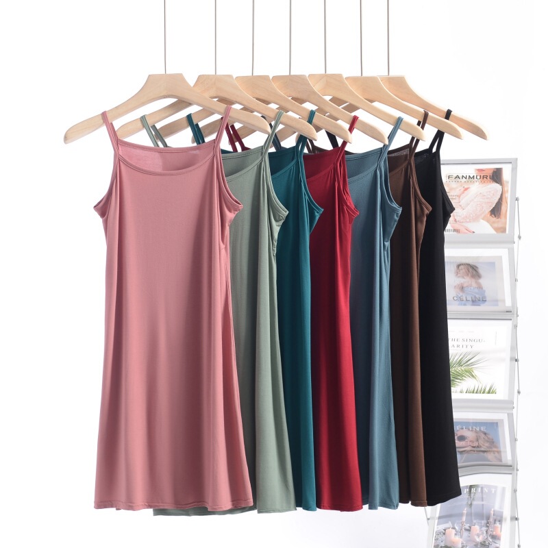 Modal Slip Skirt Women's Summer Large Size Dress Loose A- line Skirt Outer Wear Base Skirt Mid-length Nightgown Thin