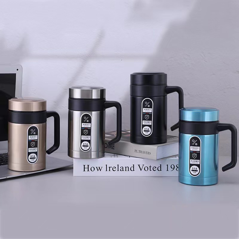 Office Thermos Cup for Men with Handle and Engraved Handle, Tea Cup, Gift Item, Wholesale Thermos Kettle, Thermos Bottle