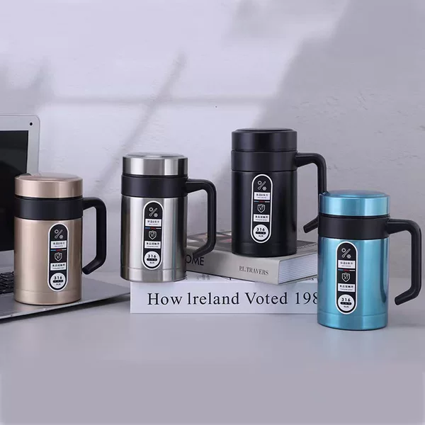 Office Thermos Cup for Men with Handle and Engraved Handle, Tea Cup, Gift Item, Wholesale Thermos Kettle, Thermos Bottle