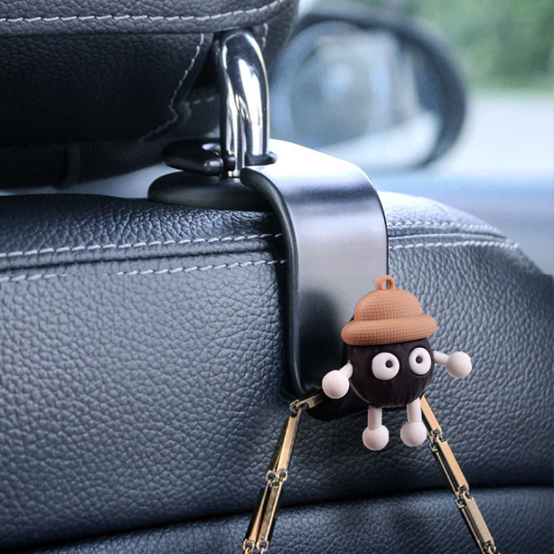 Cartoon carbón pequeño gancho de automóvil gancho de automóvil multifuncional asiento gancho de chicas caricatura lindo asiento