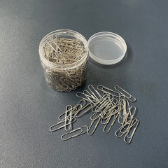 Silver-colored 33mm nickel-plated paper clips, 300 pieces in a bucket, metal office clips