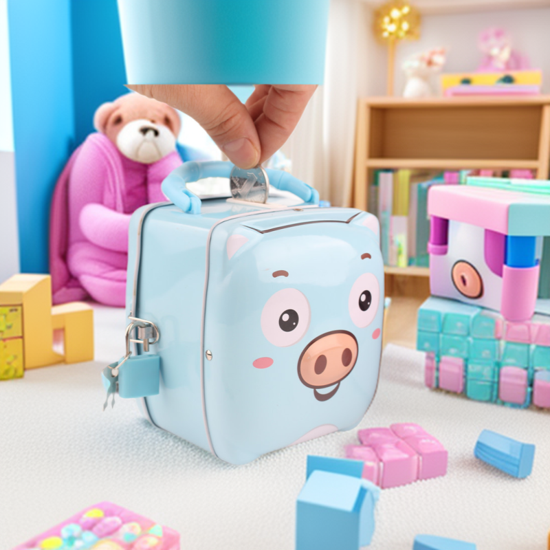 Cerdo de los niños de dibujos animados bebé alcancía con cerradura estudiante resistente a la caída alcancía jardín de infantes vacaciones Premio alcancía