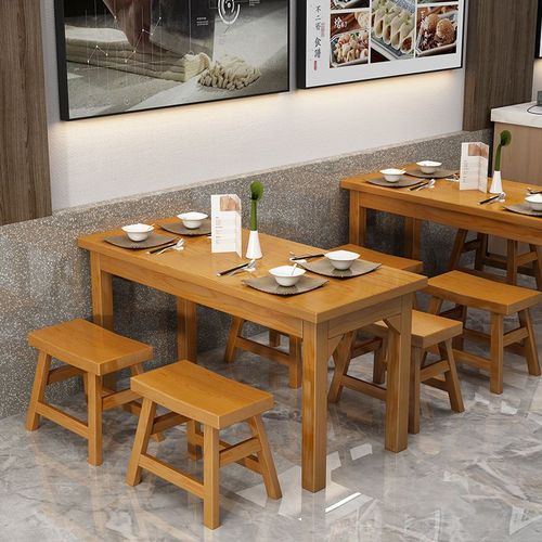 zsr solid wood fast food dining table and chairs restaurant dining table snack bar table and chair combination simple hot pot table barbecue table length