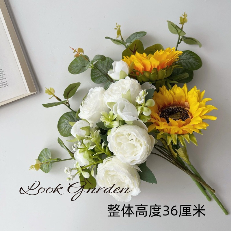 向日葵仿真花花束场景布置摆件桌面装饰花艺成品干花假花仿真花|undefined