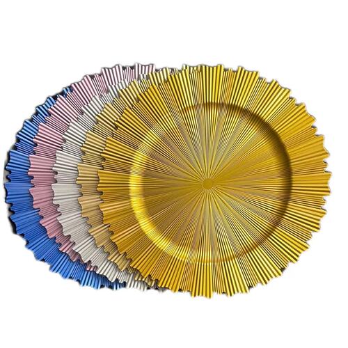 Western food plate wedding color can be customized for wedding hotel party metal spray paint decorative plastic plate chargerplate