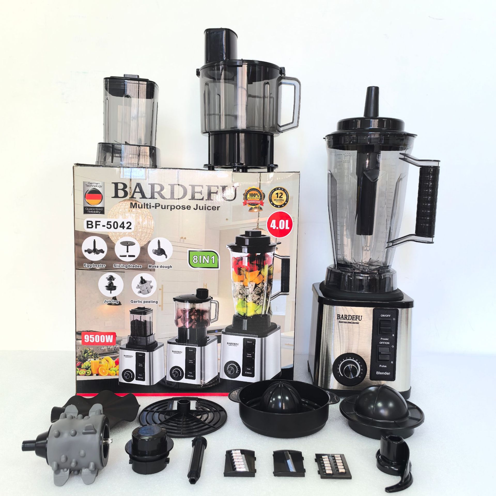 4L8In1Blender Cross-Border Large-Capacity Stainless Steel Commercial Blender, Meat Grinder, Juicer, Multi-Function