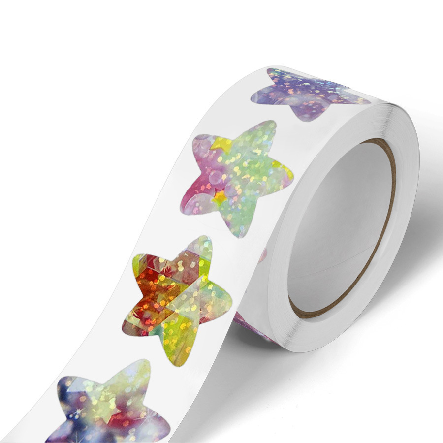 500 / rollo de 2,5 cm rollo de pegatinas de estrella brillante pegatinas de sello autoadhesivas pegatinas de etiqueta adhesiva