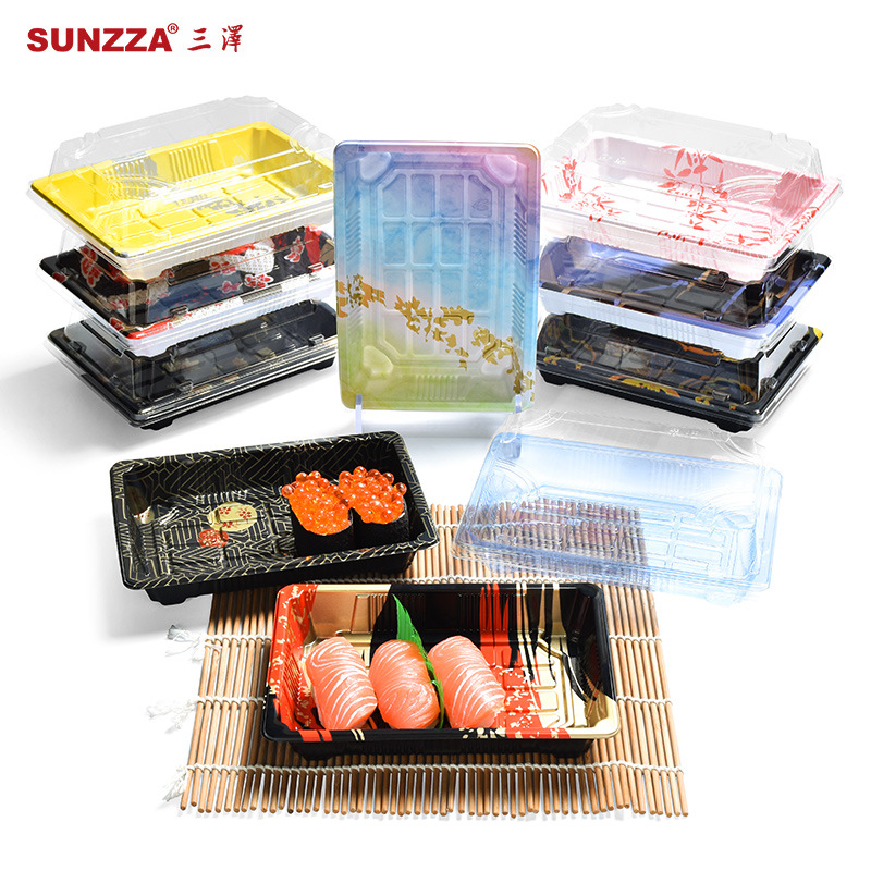 三泽SZ03PET塑料寿司盒防雾加高盖日式印花三文鱼一次性外卖餐盒