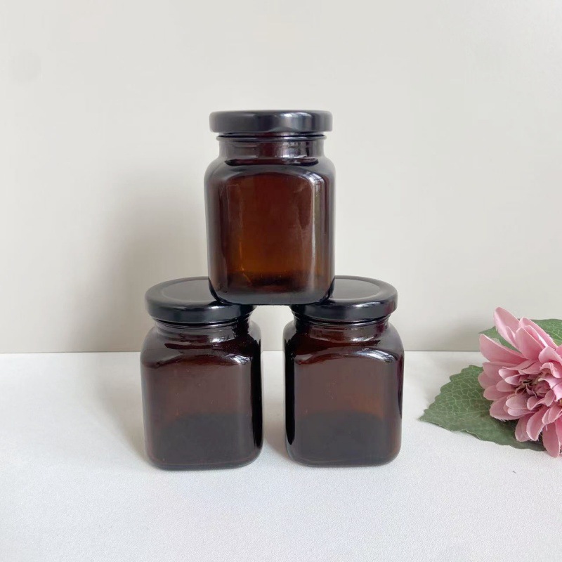 方形茶色秋梨膏瓶 玉灵膏膏滋瓶 180g棕色玻璃瓶枇杷膏方瓶空瓶