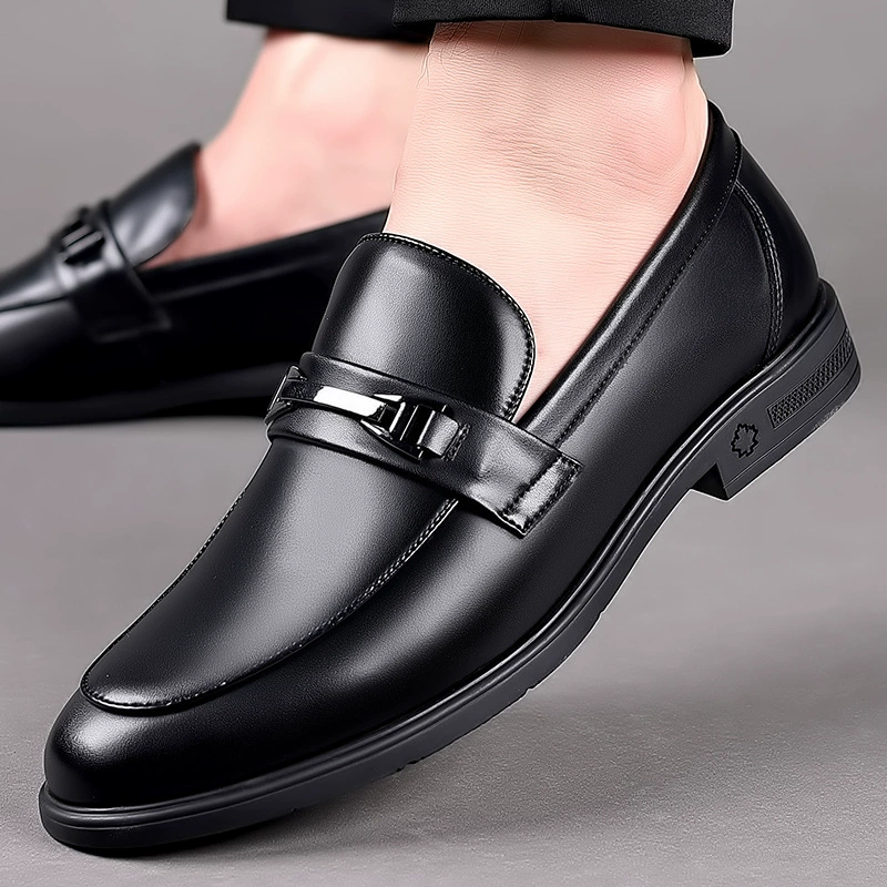 Мужские кожаные туфли, натуральная кожа, черные, корейский стиль, британский модный, повседневный, деловой спорт, официальная одежда, мужской костюм, свадебный