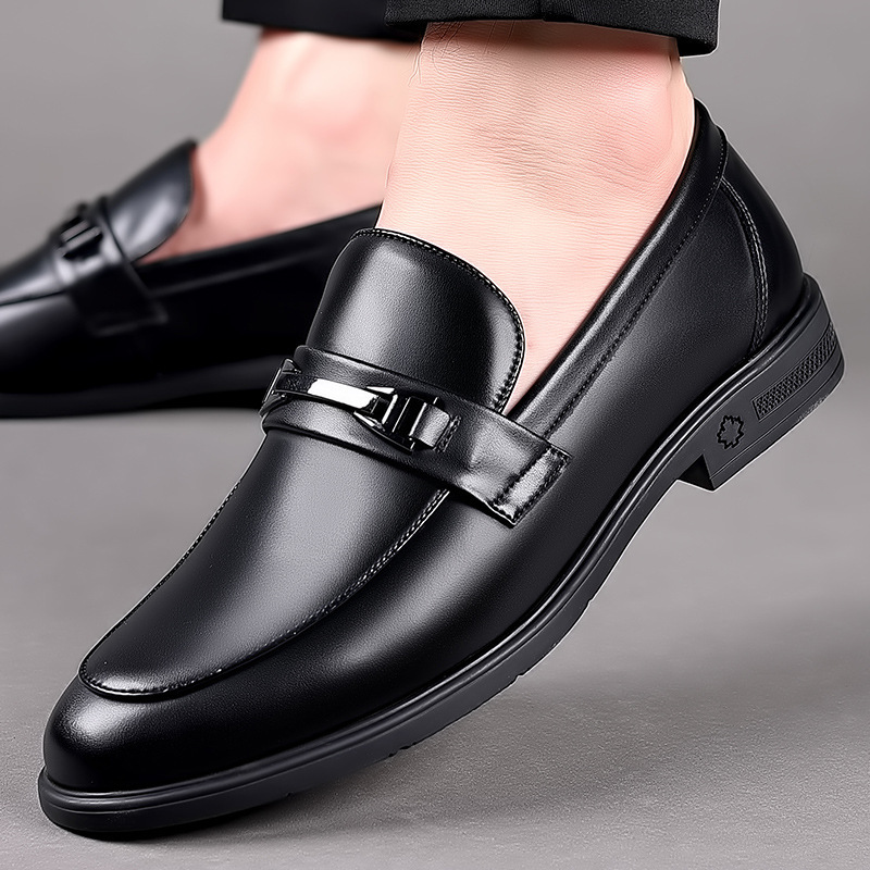 Men's Leather Shoes, Genuine Leather, Black, Korean Style, British Trendy, Casual, Business Sports, Formal Wear, Men's Suit, Wedding