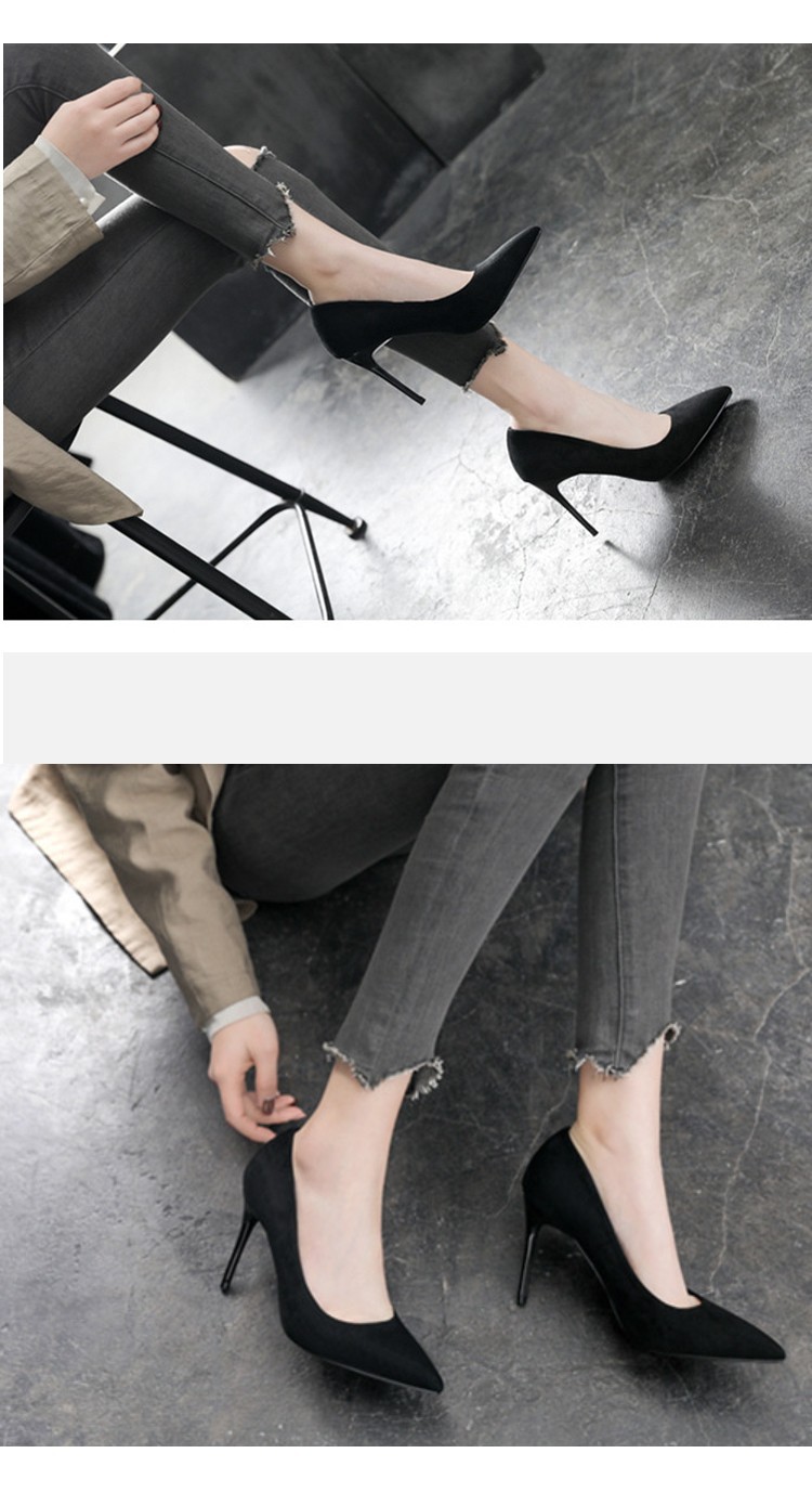 High Heels Black Stiletto Professional Comfortable Pointed Toe Elegant Commuting Flight Attendant Interview Work Women_vogvips.com
