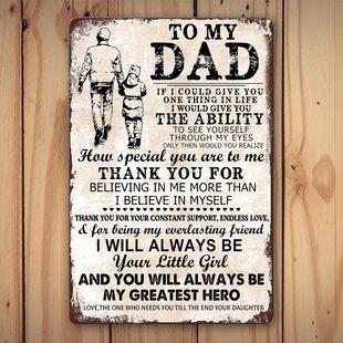 Thanksgiving father tin painting: to my dear father, you will always be the hero in my heart