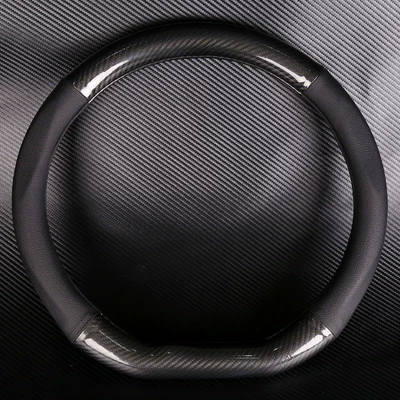 steering wheel cover car interior Steering wheel cover - mirror-carbon-fiber-non-porous-leather-d-shaped-38cm