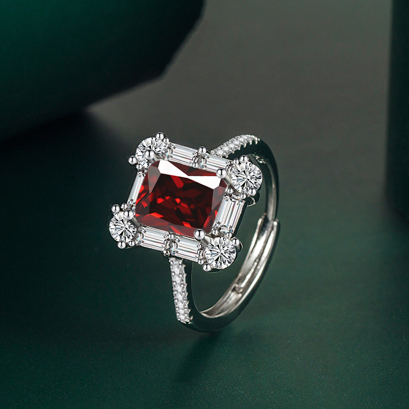 Fashion Rectangle Copper Plating Zircon Open Ring 1 Piece