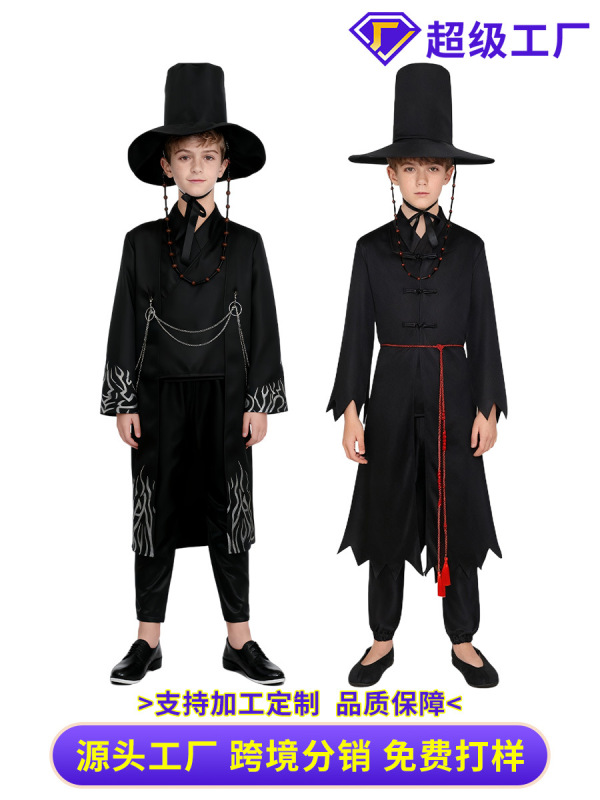 跨境新款K-POP猎魔女团沙加男团cos服猎魔男团秦宇贝比黑色打歌服|undefined